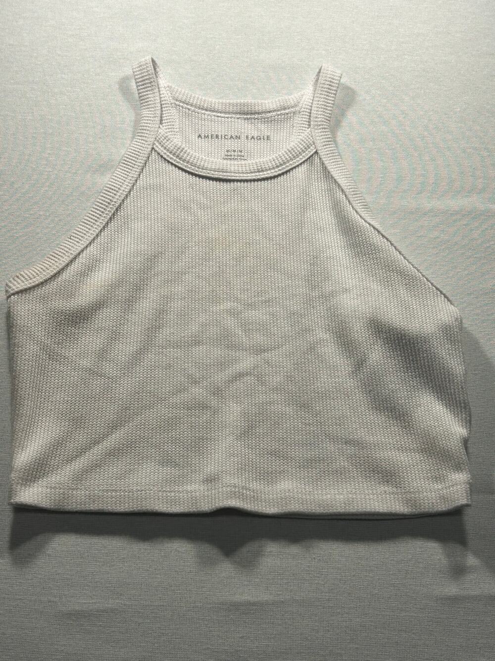 American Eagle Women’s Cream Knit Cropped Tank Top Size Medium